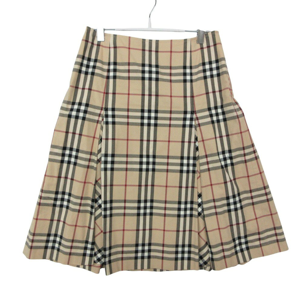 樂天商城 - 美品 BURBERRY LONDON バーバリーロンドン スカート ノバチェック柄 ボックスプリーツ フレアスカート ベージュ サイズ38 M レディース ベージュ 38【M】 レディース 【中古】