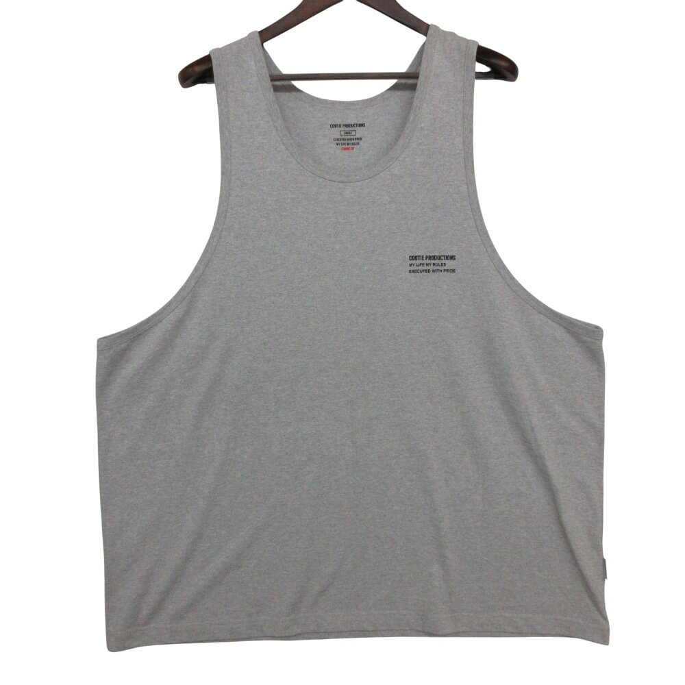 美品 COOTIE クーティー タンクトップ メッセージ ロゴ MY LIFE MY RULES ERROR FIT トップス グレー L メンズ 