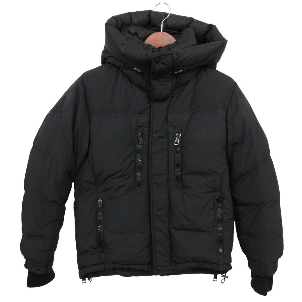 14aw MONCLER モンクレール KINLEY LIONEL TERRAY リオネル・テレイ ダウンジャケット ブルゾン ナイロン ブラックラバー ロゴ ワッペン フーデット アウター ブラック メンズ 
