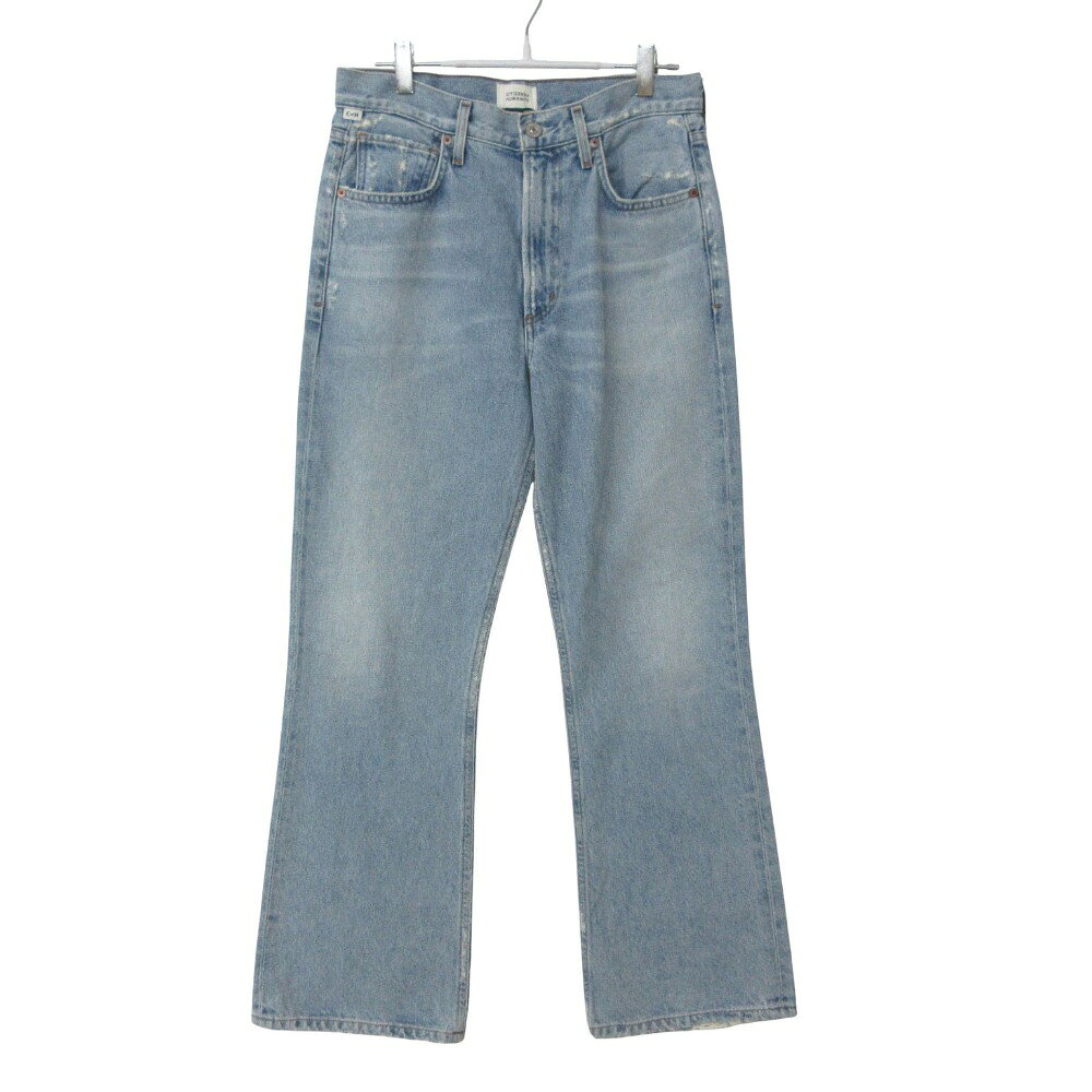 Citizens of humanity シチズンズオブヒューマニティー LIBBY USA製 デニムパンツ フレア ブーツカット ジーンズ レザーパッチ ボトムス ライトインディゴ W27 レディース 