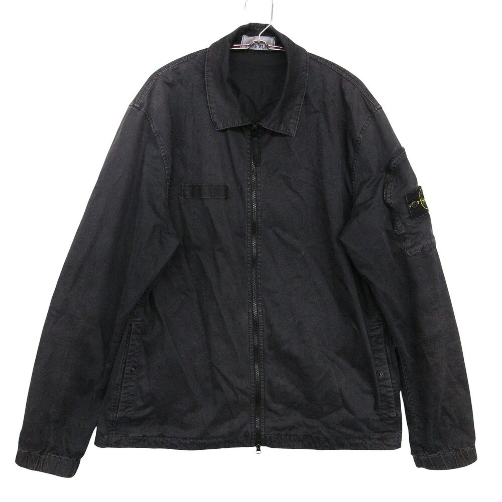 STONE ISLAND ストーンアイランド ブルゾン 25SS コンフォートフィット オーバーシャツ ガーメントダイ ユーズド加工 色落ち加工 ブラック XL メンズ 