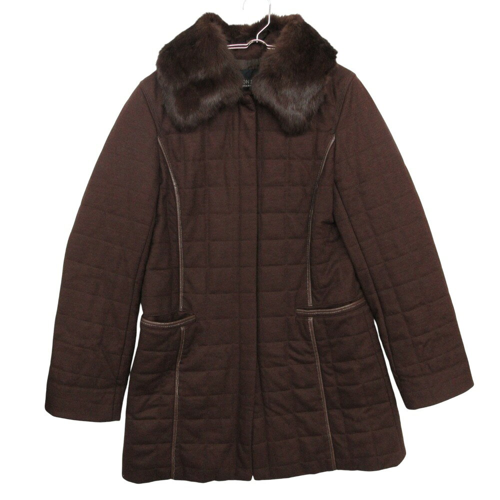 SONIA SONIA RYKIEL ソニアソニアリキエル コート ラビットファー衿 ウール100％ キルティングコート アウター ブラウン 38 レディース 