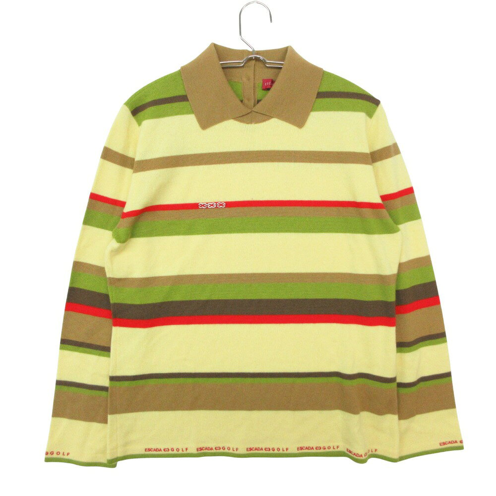 商品名 ESCADA エスカーダ ニット ウール カシミヤ30% ボーダー柄 シャツ 長袖 トップス イエロー 42【L】 レディース 【中古】 ESCADA knit Wool and cashmere 30% striped pattern shirt, long-sleeved top. yellow 42【L】 LADYS 【Used item】 表記サイズ 42（L） 実寸サイズ 【肩幅】約37cm 【着丈】約59cm 【身幅】約48cm 【袖丈】約54.5cm 素材 【画像参照】 色 イエロー 注：照明や撮影環境、お使いのモニター設定状況により 実物とお色が違って見える場合がございます。 予めご了承下さい。 状態ランク AB 状態説明 ■外側■ ・胸部：小さな汚れ ・全体：脇に毛玉あり 上記記載のダメージ等がありますが、その他に目立ったダメージはなく、問題なくご使用いただける商品です。※あくまでも中古品ですので掲載写真や記載内容をご確認いただき、ご理解の上ご購入ください。中古品を扱っているため、元の商品のデザインや形状が全て把握できかねますので、予めご了承下さい。 付属品 付属品なし。 状態ランクについて 注意事項 ・弊社の取り扱っているすべてのお品物は顧客様からの買取・ブランド品専門の古物市場で弊社が正規品と判断したお品物になります。 ・弊社では仕入れ後の検品でも再度商品一点一点の真贋を確認し、正規品と判断したお品物ののみを取り扱っております。 ・それでも万が一、お客様が購入後に偽物と判断された場合はその理由と根拠をご提示いただければ商品代金と送料を全額ご返金致しますので安心してご購入下さい。 ・付属品は写真に写っているものが全てになります。画像は実物を撮影していますのでご安心ください。 ・商品画像はできる限り現品を再現するように心がけておりますが、ご利用のモニターにより実物と多少異なる場合がございます。 ・他サイトにて販売している商品です。多少のお時間差にて欠品になることもございます。予めご了承頂ますようお願い致します。 ・古着に関して、商品チェックは行っておりますが、記載以外に細かい汚れやダメージ等がある場合もございます。特に中古衣類は見る方によって状態の価値観が異なりますので、トラブルを避けるため、神経質な方や完璧な商品を求められる方はご注文をお控えくださいますようお願い申し上げます。 ・本商品は商品登録後、畳んだ状態で袋に入れて保管しています。 ・保管期間によってはシワや型崩れが発生する可能性がございますので、ご了承ください。 ・弊社及び提携先の倉庫の営業日は平日のみになります。 ・土日祝についてはご質問やご相談を頂いても対応できない場合がございますので、ご了承ください。 発送について ・ストア休業日の注文は翌1〜2営業日に発送。 商品についての質問 ・こちらの商品は倉庫にて保管しております。ご質問を頂いた際、お時間をいただく場合がございますのでご了承ください。