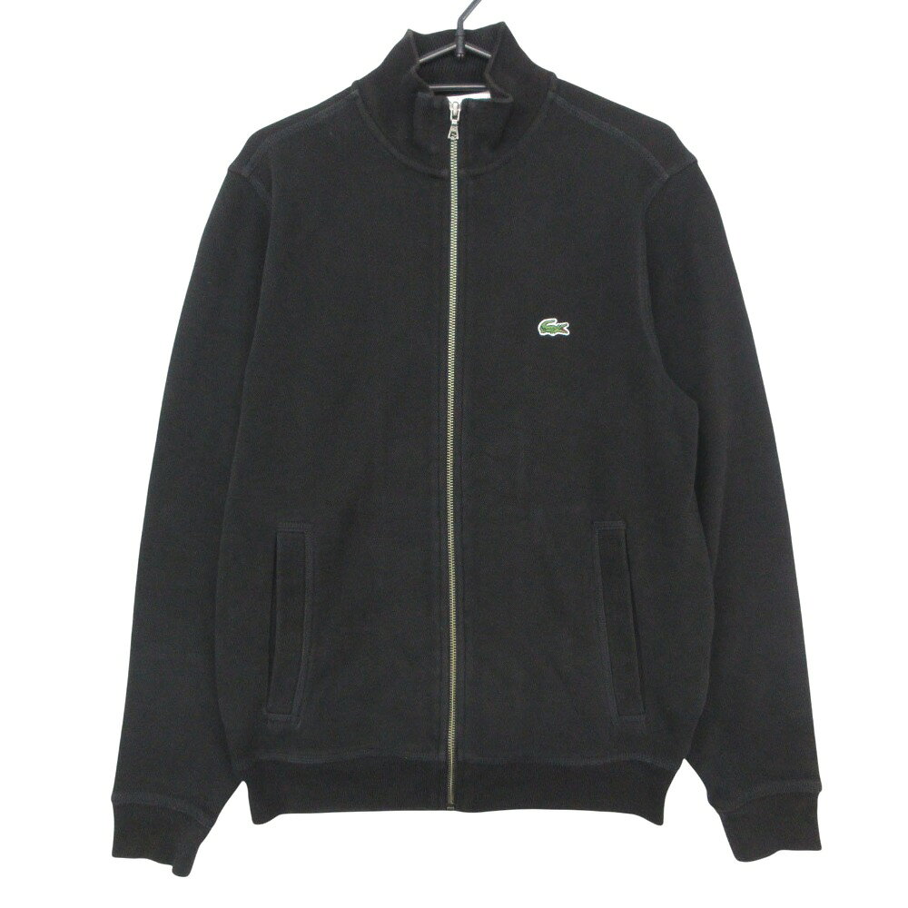 LACOSTE ラコステ ブルゾン スタンドカラー 鹿の子地 裏起毛 ジップアップ ジャケット アウター スウェットシャツ ブラック 3【M】 メンズ 【中古】