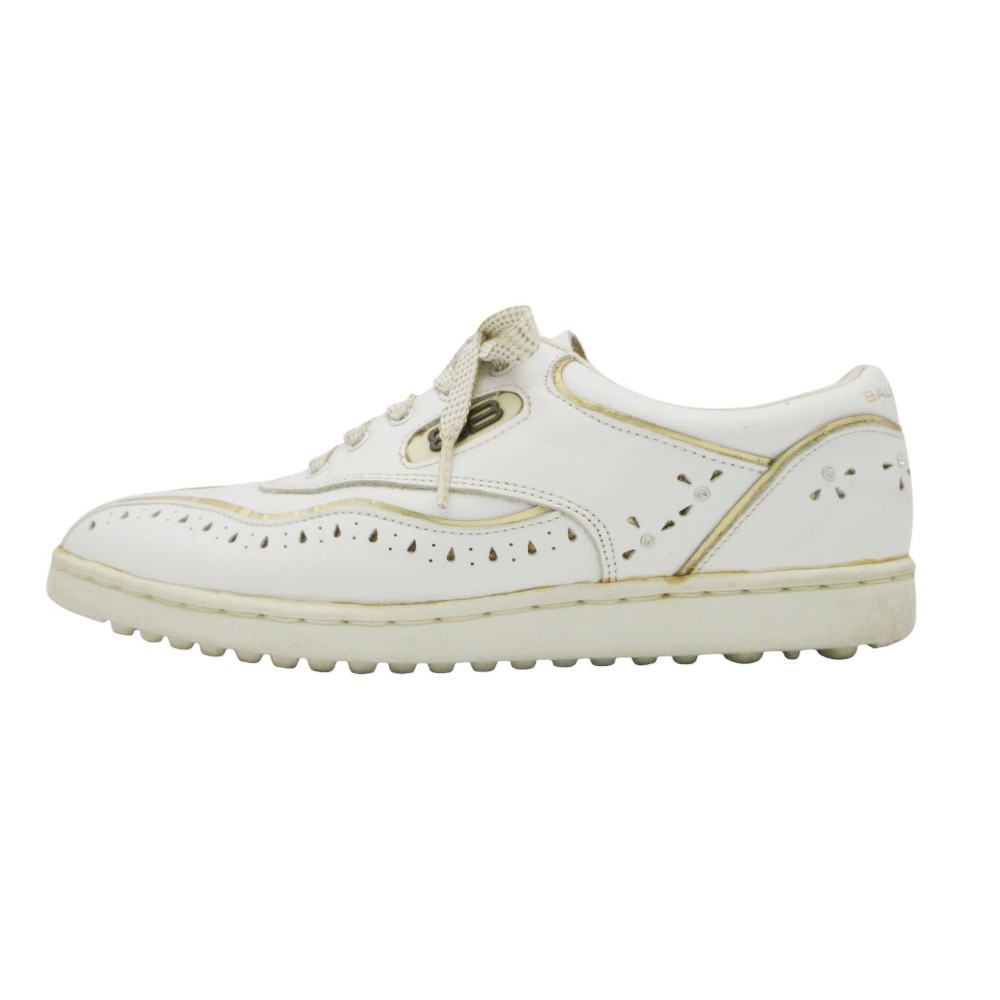 BALENCIAGA バレンシアガ スニーカー ゴルフシューズ パンチング ラインストーン 靴 ローカット ホワイト 24.0 24cm レディース 【中古】