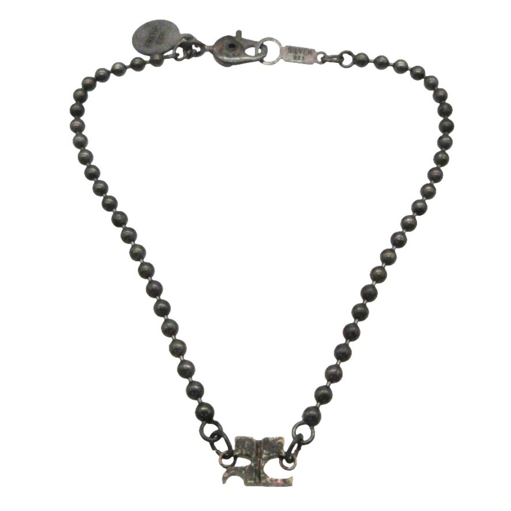 courreges クレージュ ブレスレット ロゴ入り ボールチェーン 腕輪 アクセサリー シルバー925 3.6g いぶし銀 レディース 【中古】