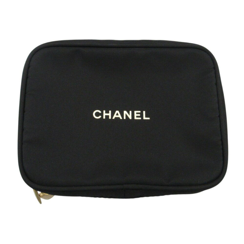 CHANEL シャネル 化粧ポーチ ノベルティ ロゴ アクセサリーポーチ コスメポーチ 小物入れ ブラック レディース 【中古】