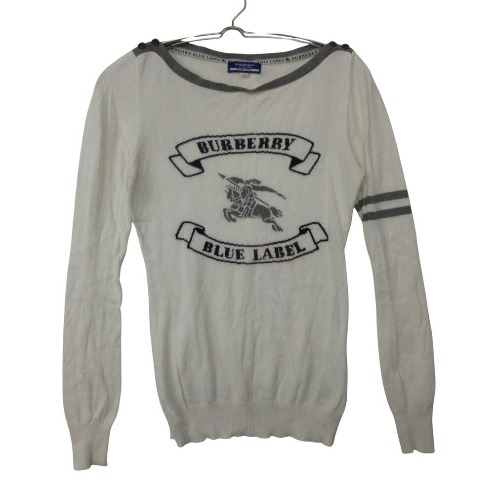 新品☆BURBERRY BLUE LABEL 長袖　サマーニット　白 楽天市場】バーバリー ブルーレーベル（ニット・セーター｜トップス