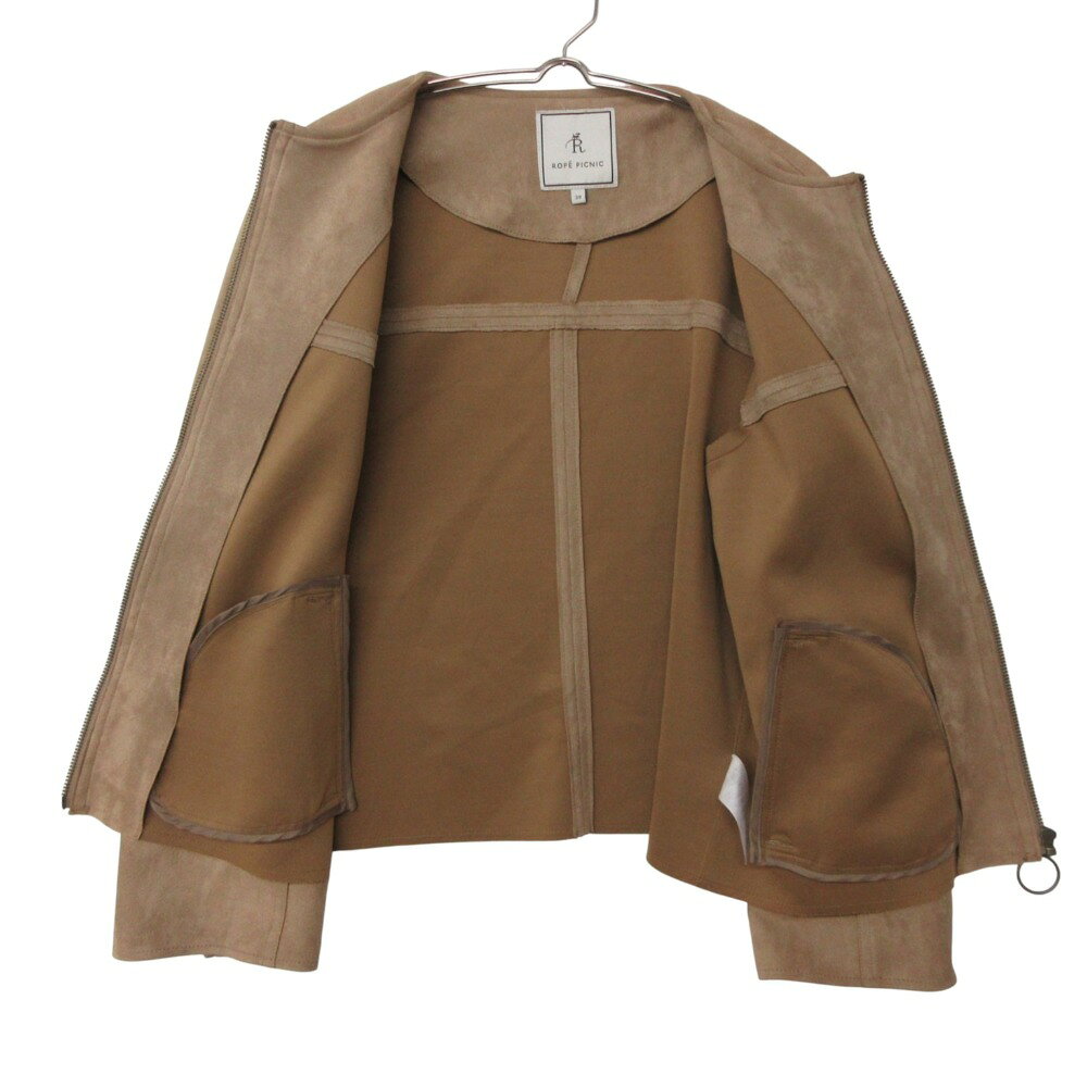 ROPE PICNIC ロペピクニック ノーカラージャケット アウター ジップアップ 長袖 無地 ブラウン 38【M】 レディース 【中古】 comradebarge-10027572 コムレイドバージ楽天市場店 サンプル画像3