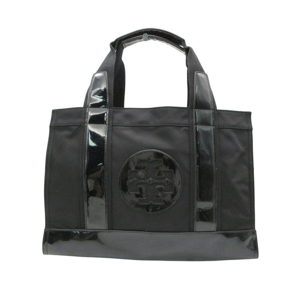Tory Burch トリーバーチ トートバッグ エナメル ナイロン エラ ロゴ ブラック レディース 【中古】