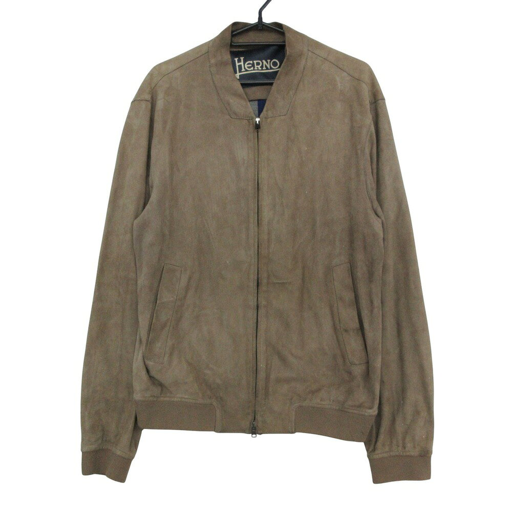 Herno ヘルノ ブルゾン ゴートスエード レザージャケット ジップアップ アウター イタリア製 ベージュ 50【XL】 メンズ 【中古】