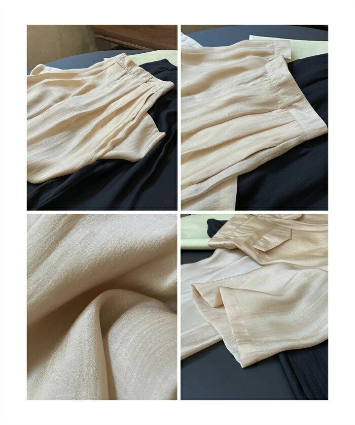 パンツ ワイド ロング レディース ボトムス きれいめ 夏 春 秋 タックパンツ 透け感 透かし感 薄手 涼しい 冷感 ひんやり UVカット テンセル ガチョウパンツ ロング ロングパンツ 長ズボン ハイウエスト タックパンツ マキシ丈 上品 高級感 素材感 大きいサイズ S/M/L