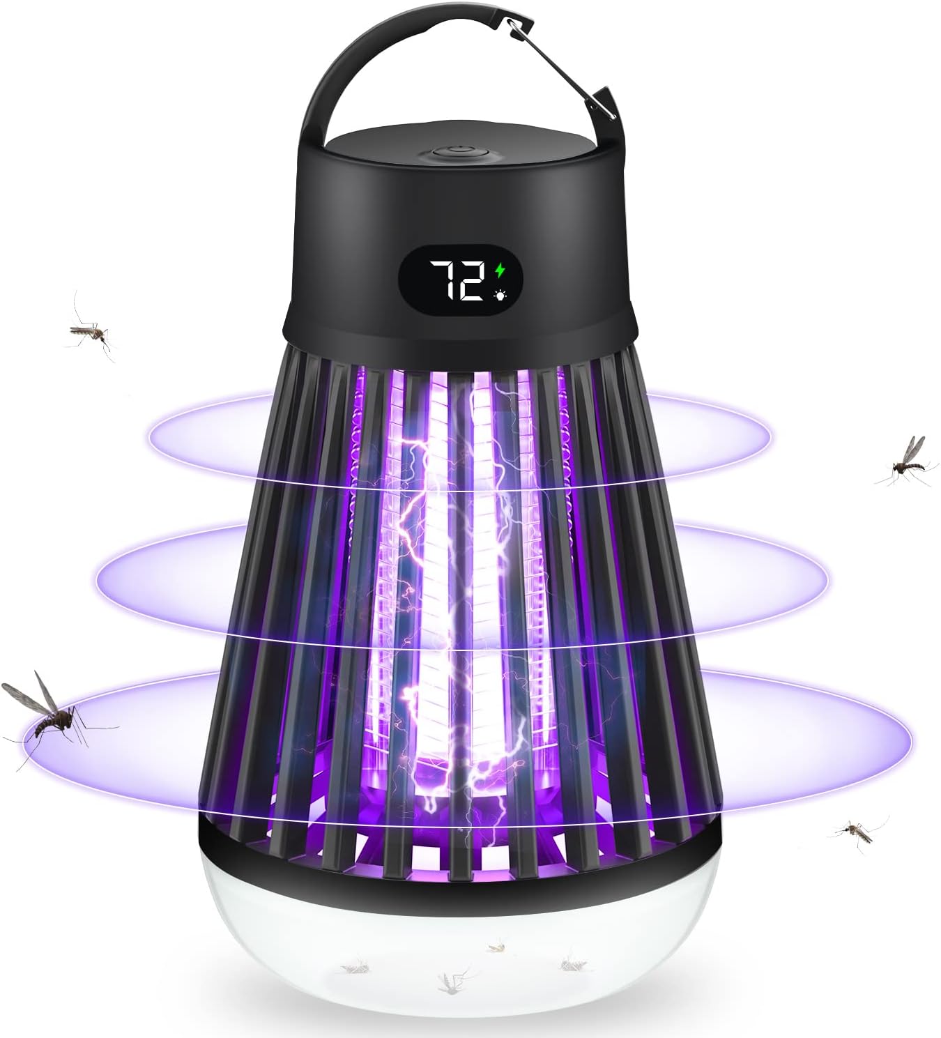 電撃殺虫器捕虫器電気蚊取り器LEDランプ2in1usb充電式大容量2000mAhUV光源吸引式殺虫ライトLED誘虫灯薬剤不用駆除360°強力殺虫吊り下げ据え置き蚊取りライトコバエ取り11時間連続点灯残量表示無音蚊取り虫取り室内家庭用省エネ掃除ブラシ付