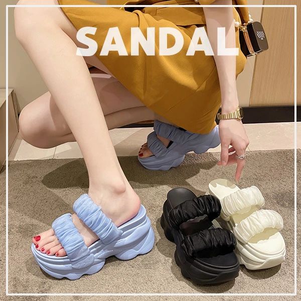 2024夏新品厚底サンダルミュールレディース軽量ビーチサンダル9cmヒール光沢感夏厚底柔らかい上品かわいいおしゃれシンプル滑り止め快適洗える疲れない美脚お出かけ結婚式カジュアルアウトドア 2