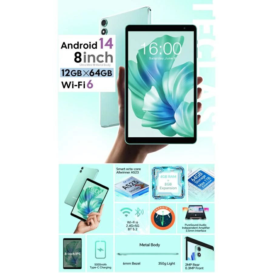 タブレット 8インチ Android14 本体 タブレットpc wi-fi タブレット wi-fiモデル タブレット端末 人気 おすすめ PC 子供 タブレットPC - Image 2