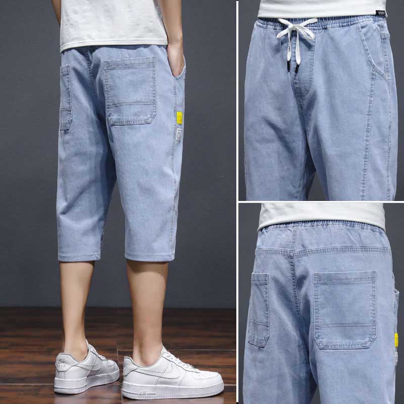 デニム パンツメンズ 夏 クロップドパンツ ゆったり ボトムス 大きいサイズ ジーパン 涼しい ジーンズ 薄手 普通着 イージーパンツ おしゃれ シンプル カジュアル オーバーサイズ かわいい 通勤通学 オフィス 誕生日 父の日 プレゼント 20代30代40代