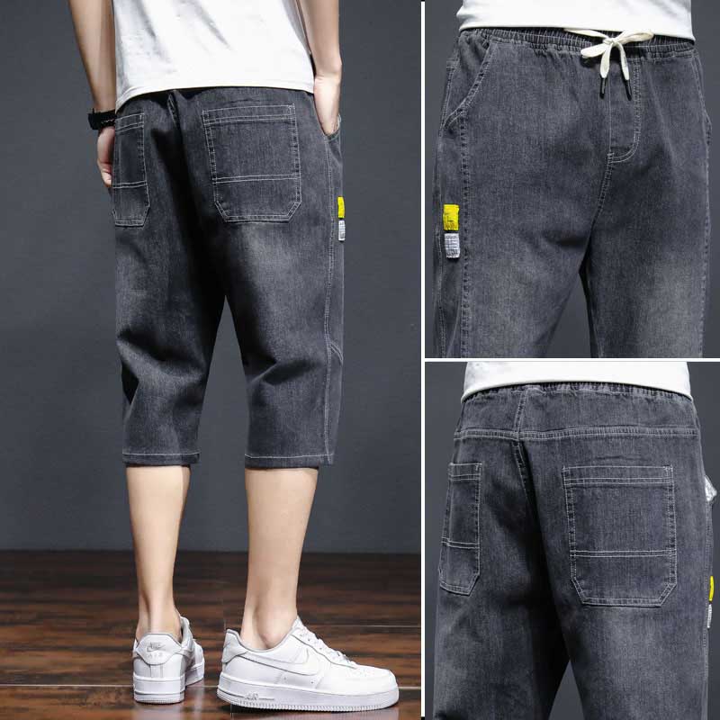デニム パンツメンズ 夏 クロップドパンツ ゆったり ボトムス 大きいサイズ ジーパン 涼しい ジーンズ 薄手 普通着 イージーパンツ おしゃれ シンプル カジュアル オーバーサイズ かわいい 通勤通学 オフィス 誕生日 父の日 プレゼント 20代30代40代