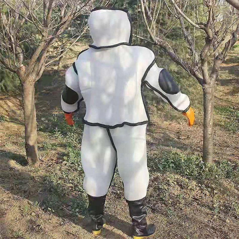 スズメ蜂 防護服 スズメバチ駆除用蜂防護服 フェイスネット付き 通気性 つなぎ服 ...
