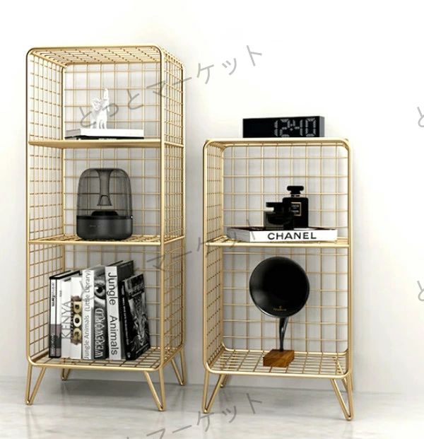 ラック 3段 アイアン シェルフ ゴールド 棚 おしゃれ 本棚 ディスプレイラック おしゃれ サロン インテリア 北欧 アイアンラック ワイヤーラック 室内 花台 花瓶 置き 台 スチールシェルフ フラワーラック 飾り棚 飾り台 棚 架台 玄関 金色