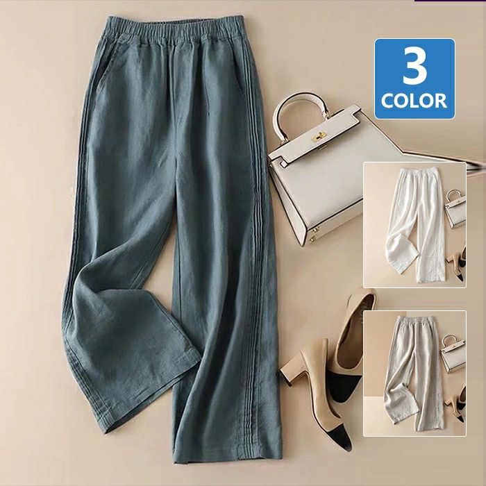 ワイドパンツ レディース パンツ リネンパンツ 綿麻 ワイド 大きいサイズ 美脚 ゆったり きれいめ 春 夏 30代 40代 50代 リラックスイージーパンツ ...