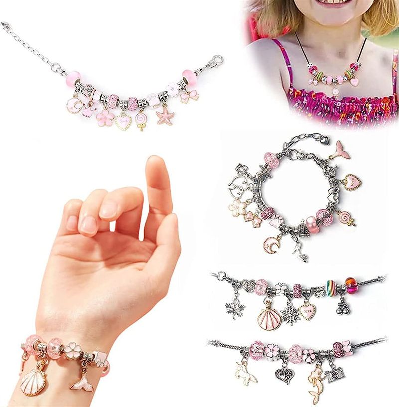 Comset 楽天市場店の宝石おもちゃ アクセサリーキット キッズブレスレット 玩具 ブレスレット作り おしゃれ 紐通しおもちゃ チャーム ビーズ遊び 誕生日 クリスマス 小学生 女の子 人気 プレゼント｜アングル2