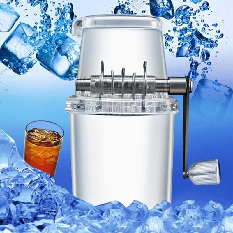 手動かき氷メーカー | ハンドクランクアイスクラッシャー,非電気式家庭用スラッシュマシン、高速粉砕用のステンレス鋼ブレードを備えた削り製氷機 2