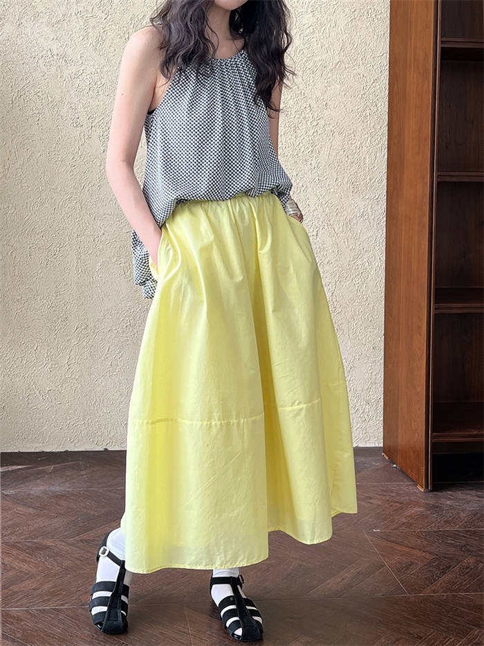 スカート レディース ボトムス ロングスカート フレアスカート 春 夏 マキシスカート ポケット コットンスカート 涼しい コットン 綿 無地 Aライン お洒落 ゆったり ウエストゴム カジュアル エレガント きれいめ 着回し 大きいサイズ 体型カバー 20代 30代 40代