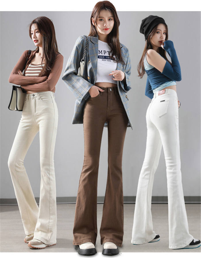 ベルボトム フレアパンツ レディース デニム ストレッチ フレア デニムパンツ ベルボトムパンツ パンタロン ジーンズ タイト ジーパン レトロ モード おしゃれ きれいめ 美脚パンツ 美脚ライン 脚長効果 春秋 秋冬 春 夏 秋 冬 ファッション ボトムス 無地 白 ベージュ