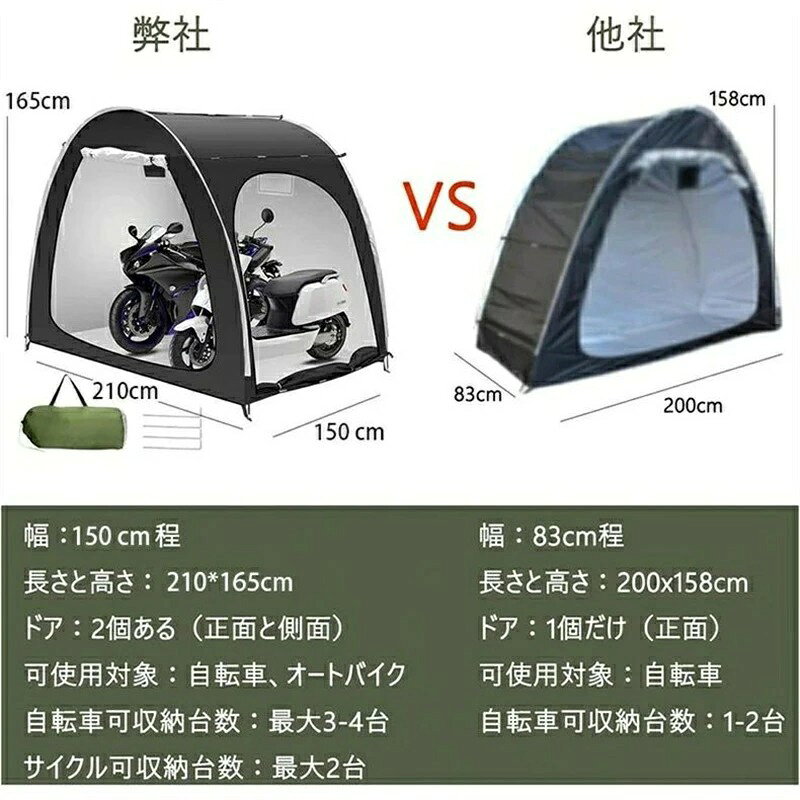 自転車テント 自転車サイクルハウス 3-4台用 大型 自転車ハウス 雑貨 UVカット・遮...