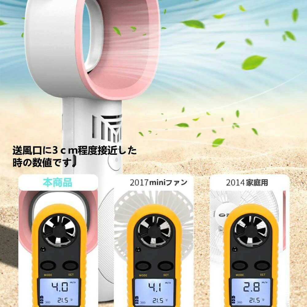 可愛い猫の耳 羽根なし扇風機 ミニ扇風機 USB 取り付け ファン 携帯扇風機 持ち運び 小型 安全 冷却 充電 ハンディ 3段階調節 手持ち型 2色選べ 旅行 キャンプ 便利 サイクリング