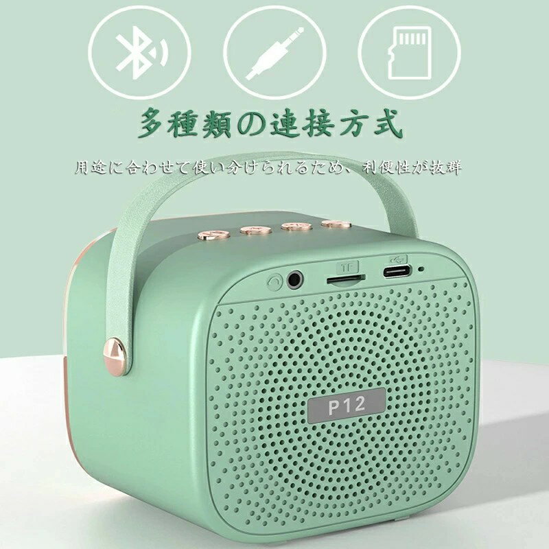 カラオケセット 【マイク 2本付き！】ミニ カラオケ Bluetooth スピーカー 家庭用 ワイヤレス マイク karaoke 無線マイク 多彩LEDライト付き スピーカー 自宅 歌 練習 一人カラオケ デュエット 伴奏機能付き 家庭カラオケ Android/iPhoneに対応