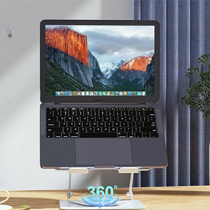 Comset 楽天市場店のノートパソコンスタンド ノートpc スタンド タブレットスタンド 教卓 スタンド 高さ/角度調整可能 姿勢改善 腰痛/猫背解消 折りたたみ式 パソコン スタンド 滑り止め アルミ合金製 18インチまでのノートPCやタブレットに対応｜アングル2