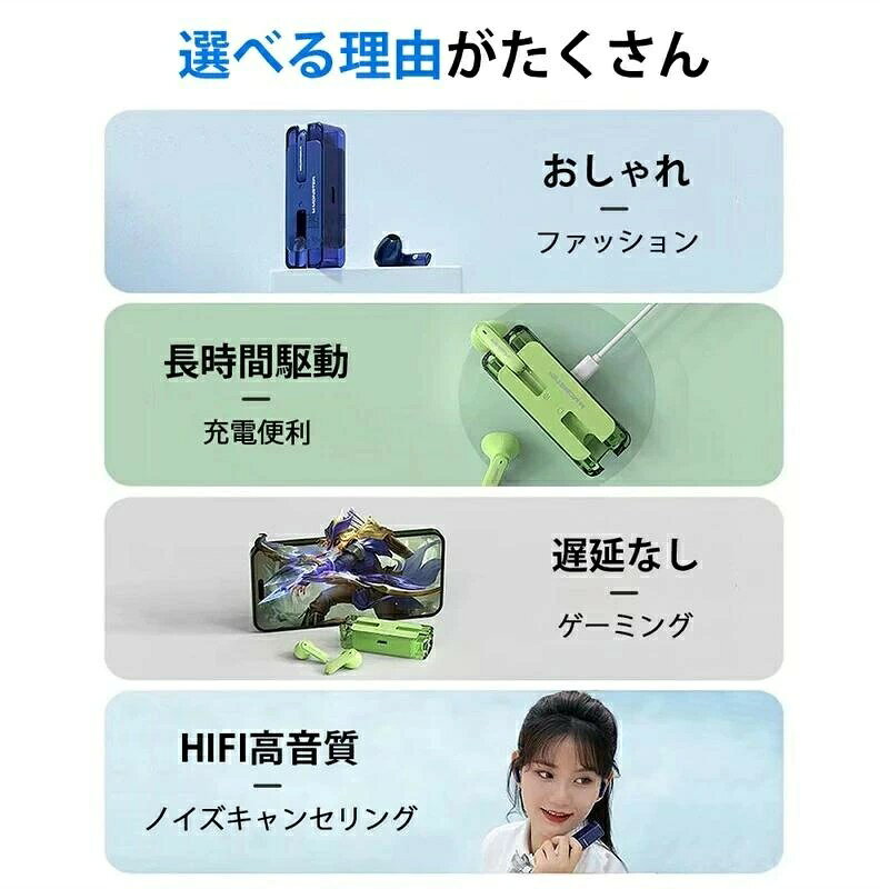 Comset 楽天市場店の【2025最新版 送料無料】ワイヤレスイヤホン イヤホン Bluetooth 5.3 bluetooth イヤホン iPhone iPhone14/Android適用 ブルートゥース 自動ペアリング ios Siri イヤホン ブルートゥースイヤホン 高音質ノイズキャンセリング 軽量 マイク付 両耳＆片耳 送料無料｜アングル2