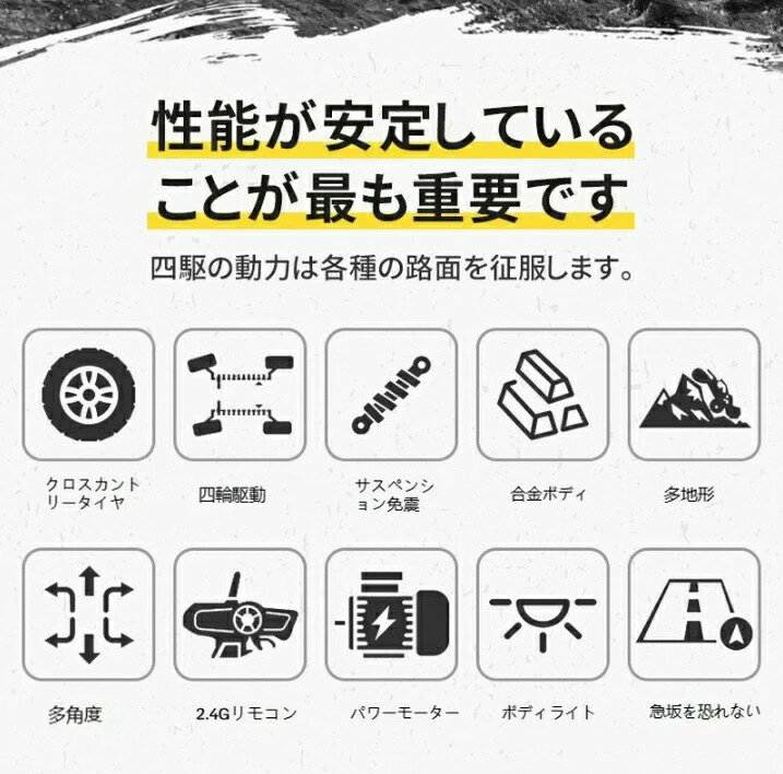 ラジコン 子供 ラジコンカー オフロード 4WD 四輪駆動RCカー 車 おもちゃ 1/16 2.4GHz ラジコン リモコンカー 車 防振 プレゼント 小学生 男の子 入学祝い 卒業祝い 誕生日 こどもの日 プレゼント 送料無料