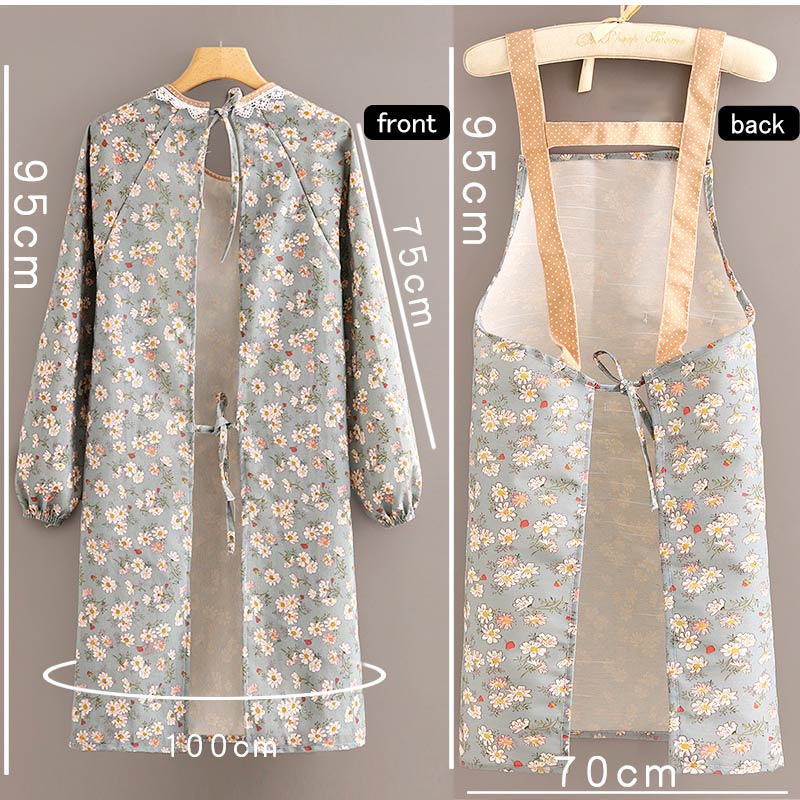 2点セット エプロン ウサギ匹 花柄 レディース 割烹着 ワンピース お洒落 ガス透過性 かわいい 大人 女 キッチン カンバス 汚れ防止 軽い 薄手 おしゃれ ギフト 敬老の日 プレゼント 彼女 妻 送料無料