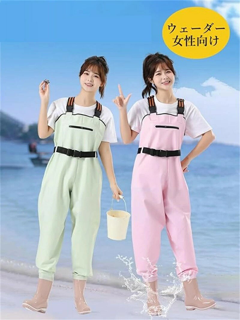 ウェーダー レディースブーツ 通気性と完全防水 ジッパーポケット付き 釣りウェーダー レディース 女性..