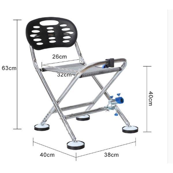 フィッシングチェア 釣り用椅子 竿置き付き 滑り止めスパイク付き 多機能椅子 道具置き付き 網入れ