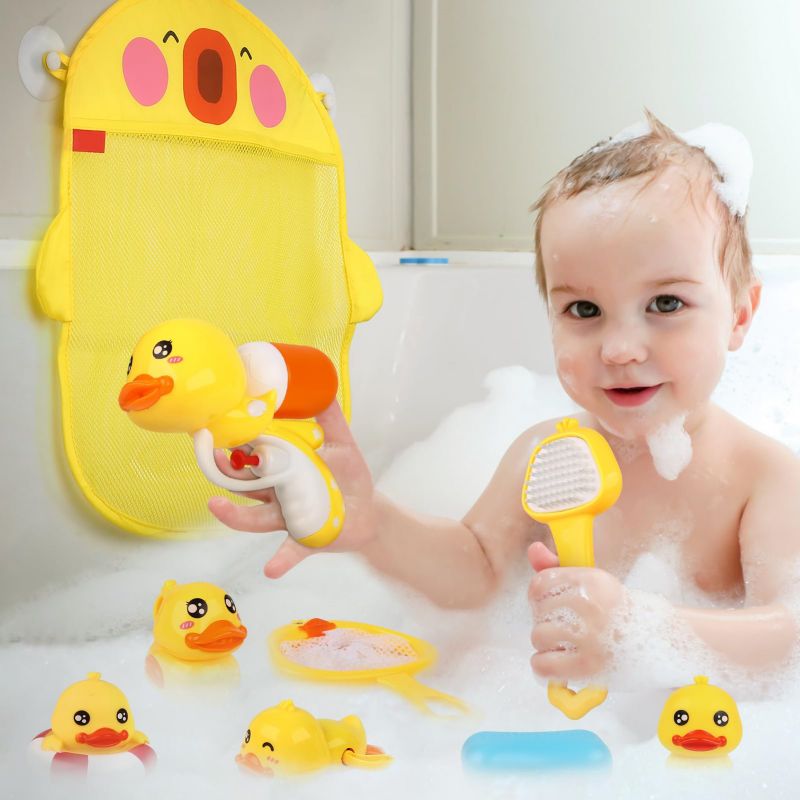 お風呂 おもちゃ 女の子 男の子 赤ちゃん おもちゃ 水遊び おもちゃ 1 2 3 4 5 6歳 誕生日プレゼントアヒル 子供 おもちゃ 吸盤＆収納箱付き 出産祝い