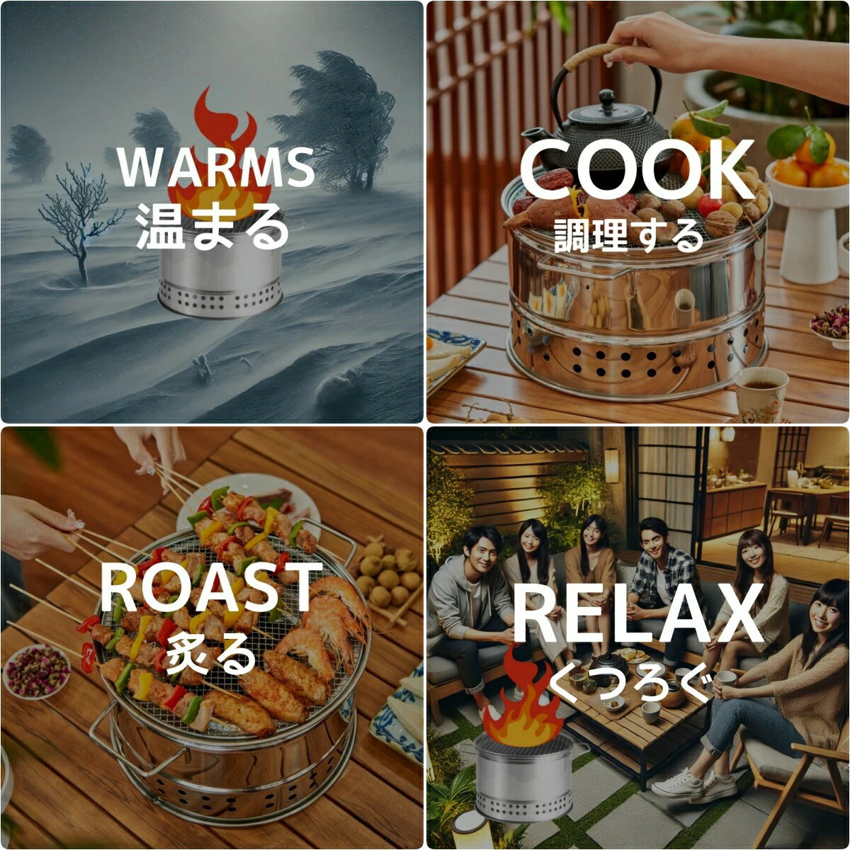 焚き火台 焚火台 焚火 BBQ バーベキュー 軽量 風防 ファミリー ストーブ ウッドス...