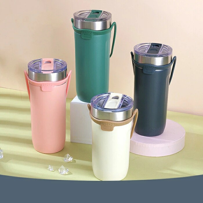 タンブラー 保温 保冷 蓋付き ストロー タンブラー ウォーターボトル コーヒータン...
