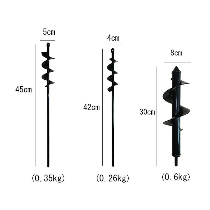 アースドリル 六角ドリル 土掘る機 作業用革手袋セット（ドリル3個+手袋ペア）園芸用 オーガー 替えドリル 穴掘り機 穴あけツール 穴掘りドリル 穴掘り器 エンジンオーガ用 農作業 便利