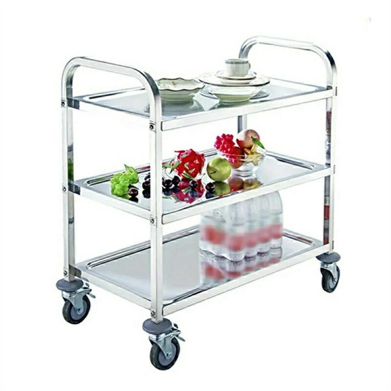 ステンレス ワゴン 配膳ワゴン キッチンカート キッチンワゴン 3段 サービスワゴン ワゴン サービスカ..