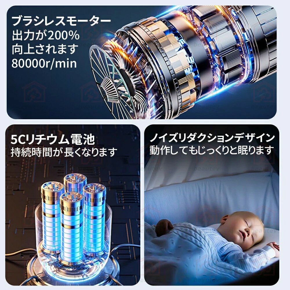 2025新発売 ハンディクリーナー コードレス 小型掃除機 32000pa 3段階調整可 ブラ...