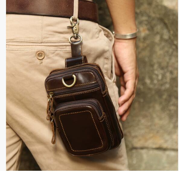 スマホバッグ ベルトポーチ 本革 スマホポーチ スマホ入れ ヒップバッグ 仕事用 携帯収納 ウェストポーチ ウエストバッグ 多機能 2way メンズ バッグ(4)