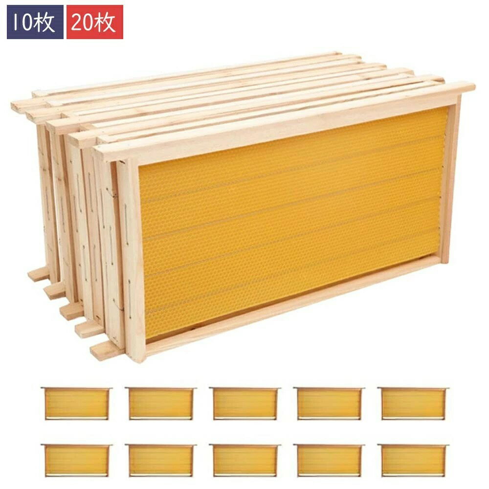 養蜂器具 完成巣枠 巣礎付き 蜂の巣フレーム セイヨウミツバチ シート 木製フレーム蜜蝋の巣の基礎 養..