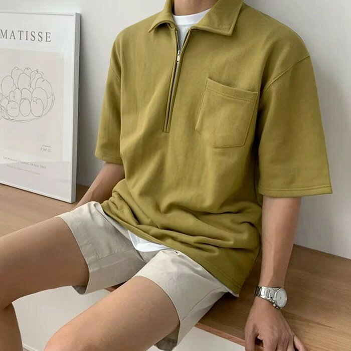 Sweat - Tシャツ 半袖 メンズ トップス ポロシャツ 五分袖 ポケット付き シャツ ゴルフシャツ カジュアル シンプル かっこいい おしゃれ 男性 通学 通勤 大人 無地 仕事着 作業着 夏 夏服