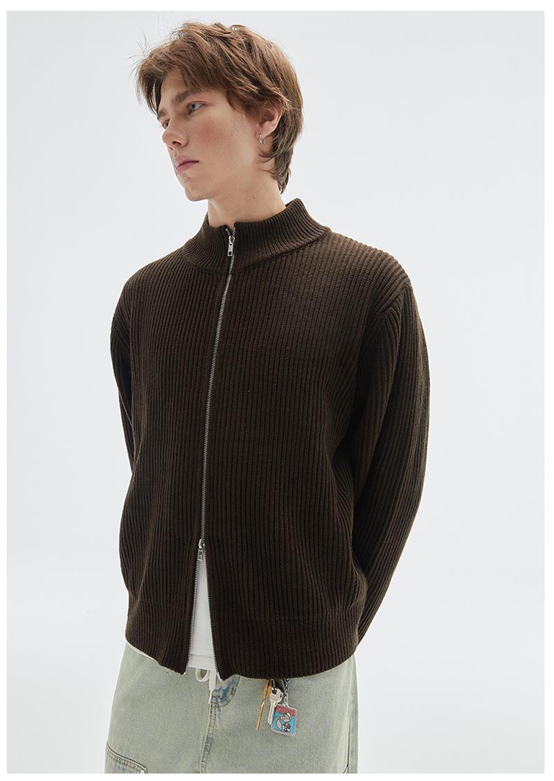 送料無料 カーディガン メンズ ニットジャケット ニット アウター ジップアップ ニットカーディガン トップス 長袖 立ち襟 スタンドカラー アウター カジュアル 秋冬 普段着 カジュアル トップス 厚手 春物 春 服 ファッション 暖かい 2