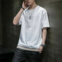 Tシャツ 無地 メンズ 半袖Tシャツ レイヤード風 クルーネックTシャツ ティーシャツ トップス 夏 お兄系