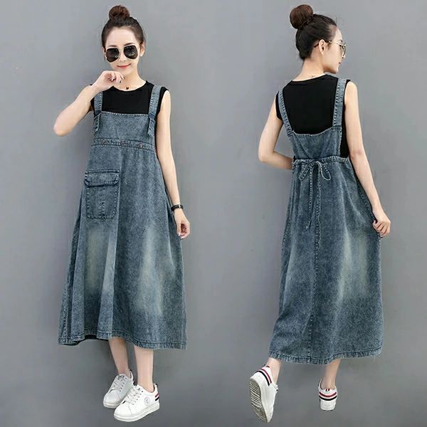 デニムサロペット サロペット デニムスカート レディース 体型カバースカート サロペット ミドル丈 デニムワンピース デニム オールインワン マキシ丈 デニムスカート デニムジャンパースカート 送料無料