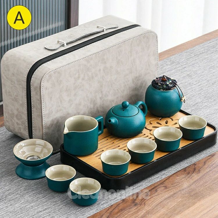 陶器 ギフト お家/事務所/旅行 持ち運び便利 便利グッズ 煎茶道具 贈り物 茶壷セット カップ 茶器セット プレゼント ポット 中国茶器セット 急須 湯呑み 煎茶器セット 2